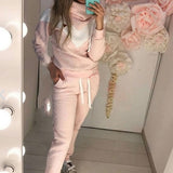 Women's Tracksuit 2 Piece Set Pullover Hoodie+Pants Sports Suit Female